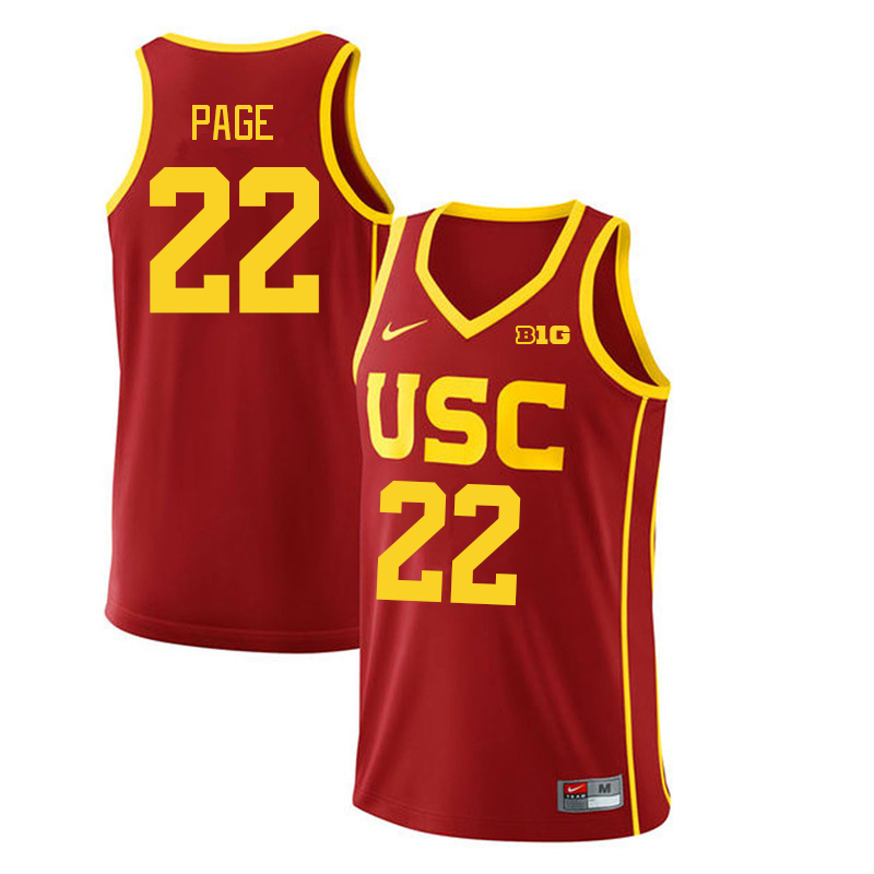 USC Trojans #22 Arrinten Page Big 10 Conference College Basketball Jerseys Stitched Sale-Cardinal
